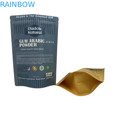 حقيبة الوجبات الخفيفة الورقية الكرافت التعبئة الوقوف الحقيبة سطح القاع مع السحاب