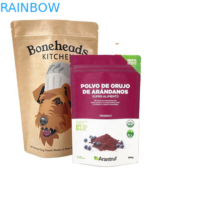 OEM شعار مخصص أكياس ورق الكرافت قابلة للتحلل البيولوجي للكعك الكعك المكسرات المأكولات مسحوق طعام الحيوانات الأليفة كيس ضد الرائحة مع النافذة