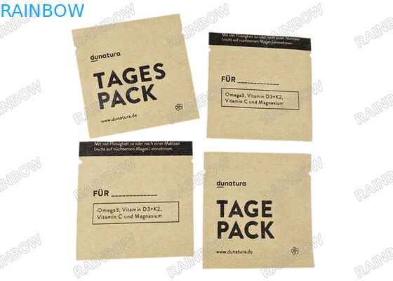 ورق الكرافت ثلاثي الجانب مغلقة كيس قابلة للتحلل الحيوي للكبسولات