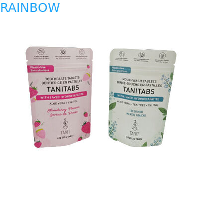 كيس الكرافت الصديق للبيئة القابل للتسميد مع سحاب قابل لإعادة الإغلاق لحزمة مسحوق التجميل