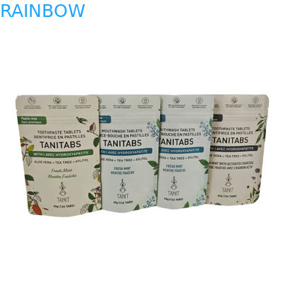 كيس الكرافت الصديق للبيئة القابل للتسميد مع سحاب قابل لإعادة الإغلاق لحزمة مسحوق التجميل