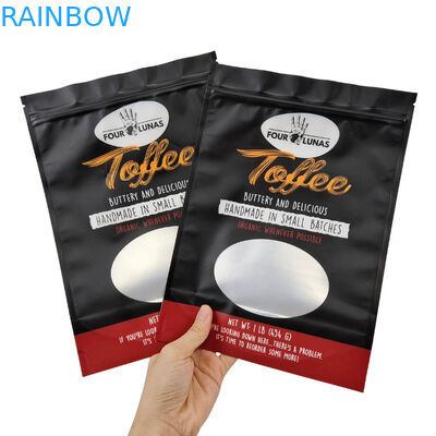 ميزة الشق الممزق كيس غذاء الحيوانات الأليفة مع تصميم شفاف وإغلاق سحاب