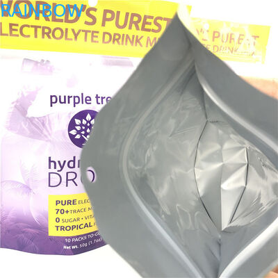 10 ألوان مقطوعة مخصصة من ورق الألومنيوم الوقوف الحقيبة زيبلوك كيس كيس للوجبات الغذائية