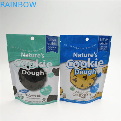 كيس بسحاب قائم بذاته قابل لإعادة الإغلاق من البلاستيك لتغليف المواد الغذائية مطبوع عليه شعار مخصص بالحرارة