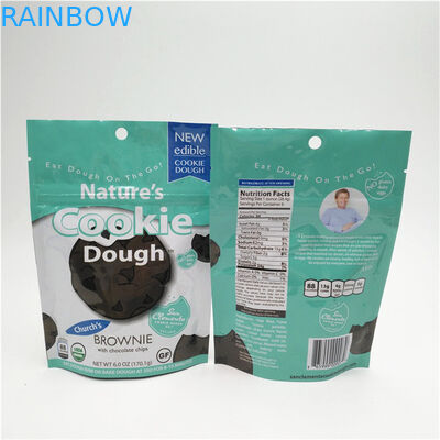 كيس بسحاب قائم بذاته قابل لإعادة الإغلاق من البلاستيك لتغليف المواد الغذائية مطبوع عليه شعار مخصص بالحرارة