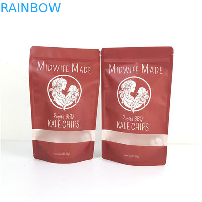 تعبئة الأغذية الطباعة الحمراء مايلار Doypack مع النافذة صديقة للبيئة ومخصصة