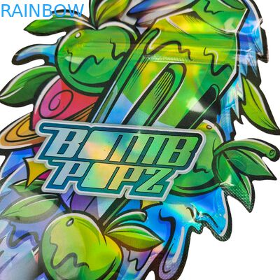 قابلة للأكل كالي 3.5g 7g مايلر زيبلوك لينة لمسة ضد الرائحة غير منتظمة شكل الكوكيز القطع المقطوعة التعبئة الكبيرة كيس البلاستيك