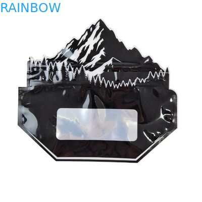 داخل أكياس مايلر مطبوعة عشب تبغ صالح للأكل علكة كوكيز تغليف أكياس بلاستيكية لامعة قابلة للحرارة شكل خاص