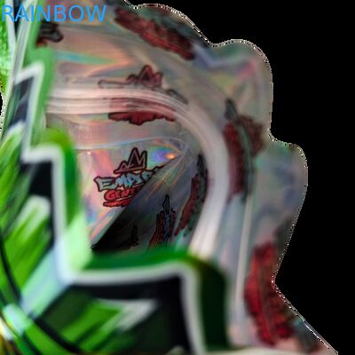 داخل أكياس مايلر مطبوعة عشب تبغ صالح للأكل علكة كوكيز تغليف أكياس بلاستيكية لامعة قابلة للحرارة شكل خاص