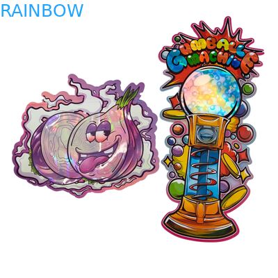 حقيبة بلاستيكية مقطوعة بالقالب 3.5 جرام بسحاب لمايلار لامع لتغليف حلوى الأعشاب الصمغية مقاومة للرائحة سطح لامع