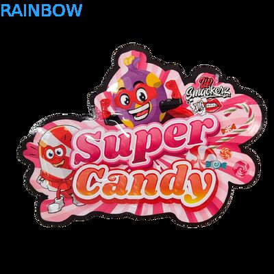 حقيبة بلاستيكية مقطوعة بالقالب 3.5 جرام بسحاب لمايلار لامع لتغليف حلوى الأعشاب الصمغية مقاومة للرائحة سطح لامع