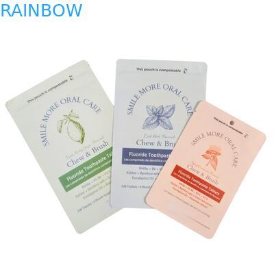 كيس ورق كرافت أبيض قابل للتحلل، كيس قائم بسحاب بلاستيكي للتعبئة، طعام الحيوانات الأليفة، قابل للتحلل