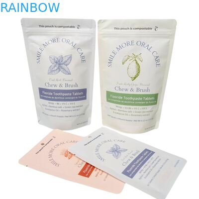 كيس ورق كرافت أبيض قابل للتحلل، كيس قائم بسحاب بلاستيكي للتعبئة، طعام الحيوانات الأليفة، قابل للتحلل