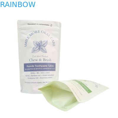 كيس ورق كرافت أبيض قابل للتحلل، كيس قائم بسحاب بلاستيكي للتعبئة، طعام الحيوانات الأليفة، قابل للتحلل