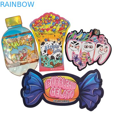 شعار مخصص 3.5 جرام 7 جرام 14 جرام أكياس تغليف طعام بلاستيكية قابلة لإعادة الإغلاق من البولي إيثيلين، أكياس فويل بسحاب، مقاومة لرائحة الأطفال، أكياس مايلار للأعشاب والحلويات