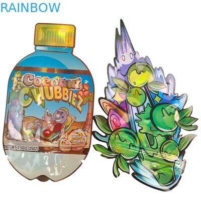 حقيبة مايلر لامعة مقطوعة بالقالب للبيع الساخن مع سحاب للأطعمة مقاومة للرائحة 3.5 7 جرام 14 جرام 28 جرام فطر صمغ مخصص طباعة كيس بلاستيكي