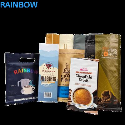 أكياس حبوب البن القابلة لإعادة الإغلاق ذاتية الوقوف مع صمام مجمّع جانبي مخصص