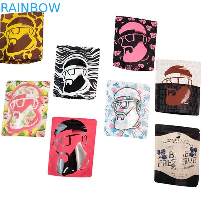 أكياس مايلر بسحاب قابلة لإعادة الاستخدام 3.5 جرام 1 أونصة، أكياس مايلر قائمة من رقائق الألومنيوم مانعة للرائحة، أكياس تخزين الطعام كالي، مطبوعة حسب الطلب