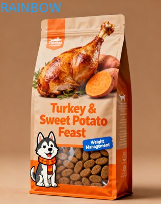 Custom Printed Recyclable Pet Food Pouch with Resealable Ziplock and 50-200microns Thickness
