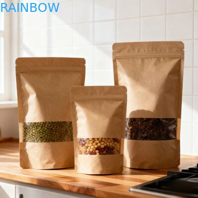 كيس ورقي كرافت مخصص مقاوم للرطوبة وقابل للتحلل الحيوي لتعبئة المواد الغذائية