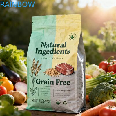 أكياس مايلر لتغليف أغذية الحيوانات الأليفة القابلة للتحلل الحيوي المخصصة، كيس بسحاب جانبي مع صمام، طعام للكلاب والقطط والحيوانات الأليفة