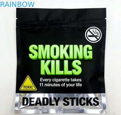 كيس سجائر أوراق التدخين القابل لإعادة الإغلاق بثلاثة جوانب 25 جم 30 جم 40 جم 50 جم 100 جم مع سحاب