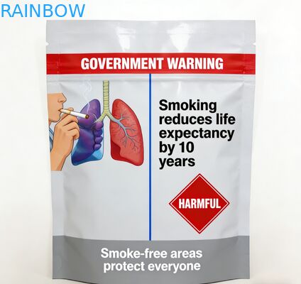 كيس سجائر أوراق التدخين القابل لإعادة الإغلاق بثلاثة جوانب 25 جم 30 جم 40 جم 50 جم 100 جم مع سحاب