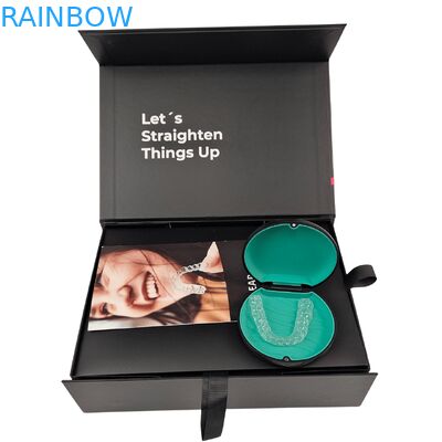 صندوق تغليف مخصص لمقومات الأسنان الشفافة مع إغلاق مغناطيسي بسماكة 350 جرام وتصميم قابل للتخصيص لمقومات الأسنان