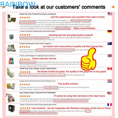 علبة ورقية ذات حجم مخصص مع عرض نافذة واضحة و 350 غرام سمك للتعبئة الغذائية