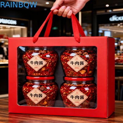 علبة ورقية هدية محمولة مخصصة مع نافذة شفافة علبة هدية حفلة الحلوى الكعك الكعك علبة علبة ورق مع مقبض