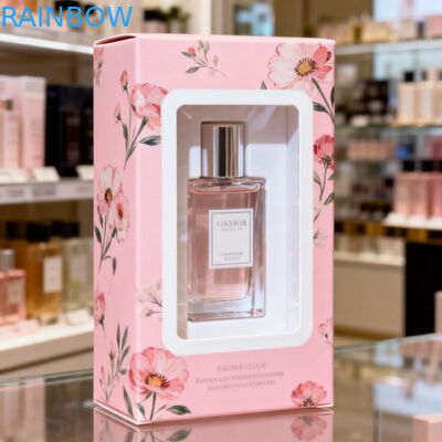 علبة ورقية هدية محمولة مخصصة مع نافذة شفافة علبة هدية حفلة الحلوى الكعك الكعك علبة علبة ورق مع مقبض