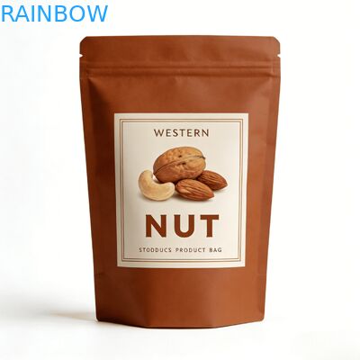 طباعة رقمية مخصصة ورق الكرافت الحرارة الختم الوقوف كيس مع نافذة للحيوانات الأليفة الغذاء والوجبات الخفيفة مقاومة للرطوبة