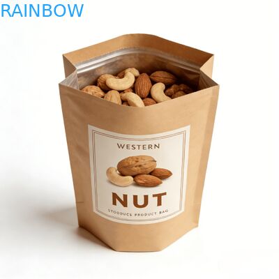 طباعة رقمية مخصصة ورق الكرافت الحرارة الختم الوقوف كيس مع نافذة للحيوانات الأليفة الغذاء والوجبات الخفيفة مقاومة للرطوبة