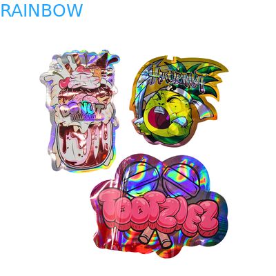 بالجملة المطبوعة خصيصا الشكل الخاص أكياس زهور المطاطية 3.5 7g الوقوف كيس ضد الأطفال مع الشعار