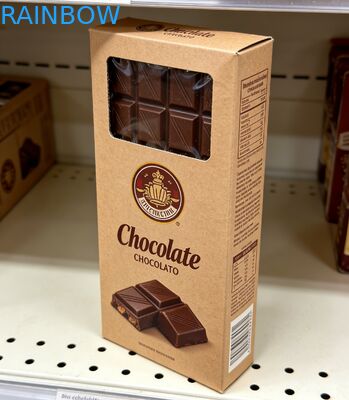 صندوق كرافت مخصص مطبوع بدرجة غذائية قابلة للتحلل لتغليف ألواح الشوكولاتة صندوق هدايا فارغ بنافذة شفافة