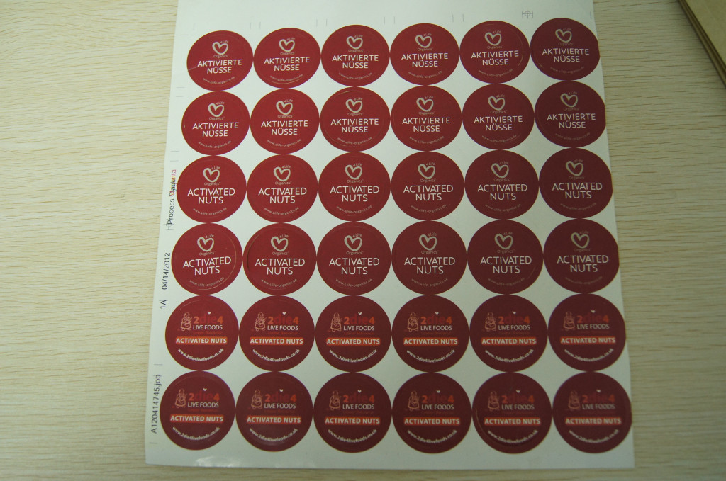 جولة ورقة يتقلص كم التعبئة والتغليف ، لاصق ملصق تسميات للمكسرات المنشط