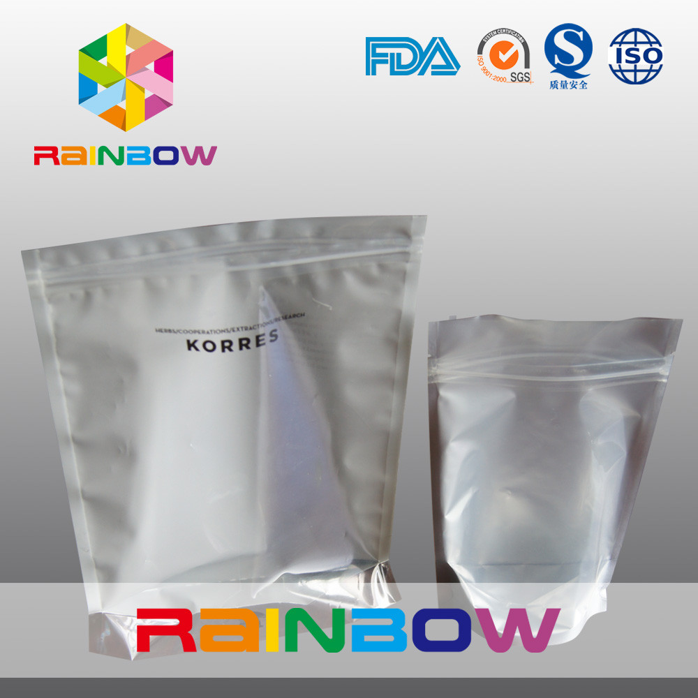 مغلفة مخصص لامع فضي التعبئة والتغليف احباط الحقيبة مع زيبر