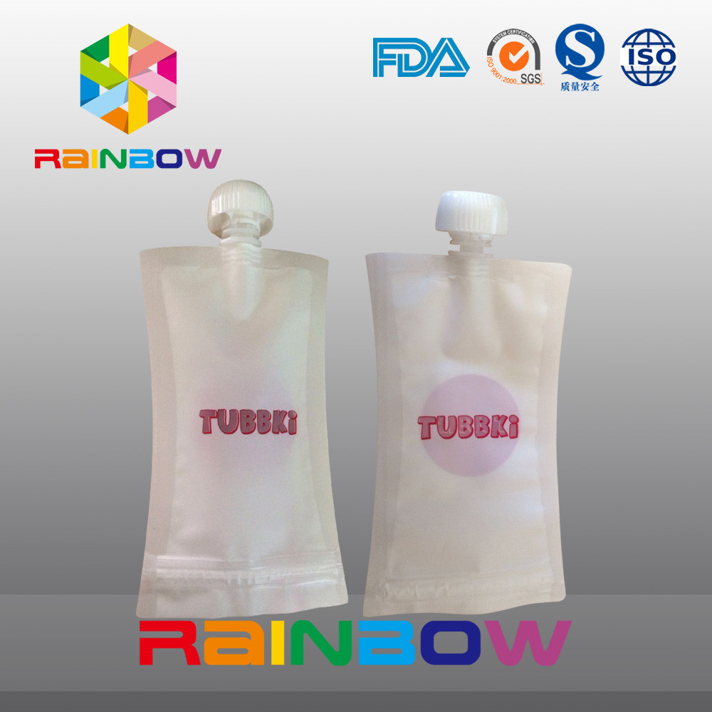 انهض قابلة لإعادة الاستخدام أغذية الأطفال صنبور الحقيبة التعبئة والتغليف مع سستة على أعلى