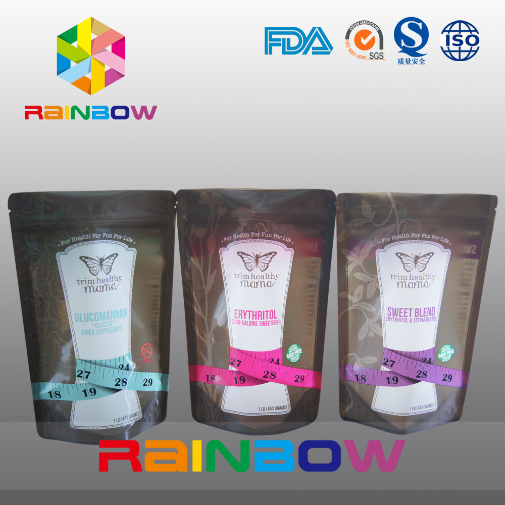 أكياس بلاستيكية زيبلوك أسفل مجمعة للسكر / حلوى / التعبئة التوابل