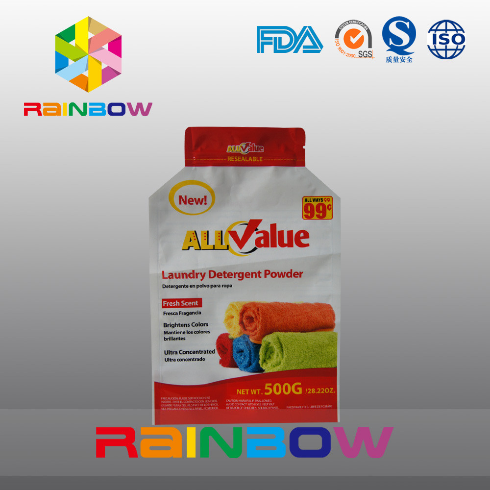 كيس التغليف البلاستيكية المخصصة الطباعة للحصول على 500g مسحوق المنظفات الغسيل / مسحوق الغسيل