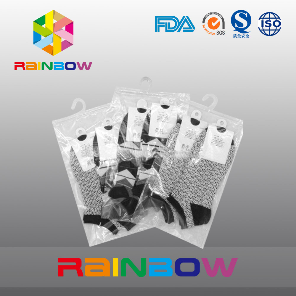 تخصيص شعار طباعة حقيبة بلاستيكية واضحة Ziplock / شنق هوك حقيبة مع زيبر