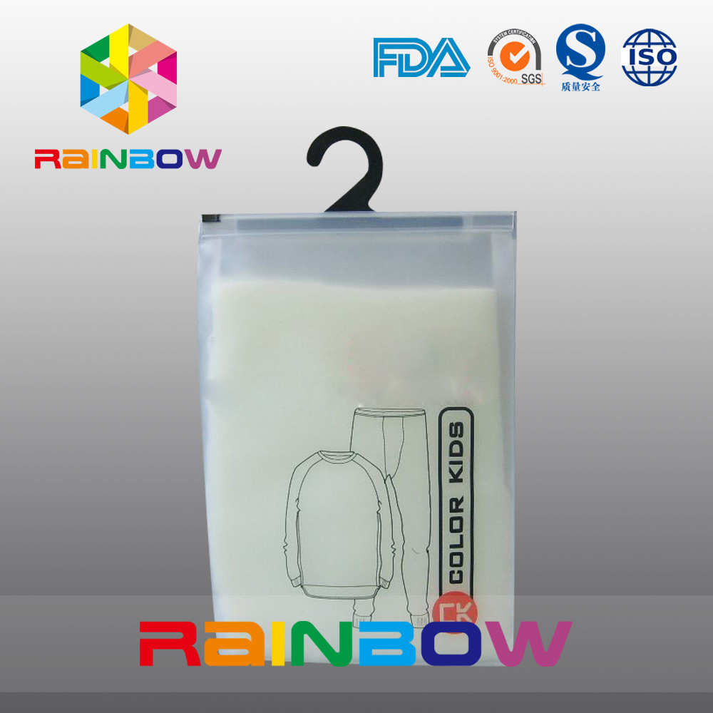 حافظة بلاستيكية Frosted PVC كيس معلق مع Ziplock للأطفال القماش