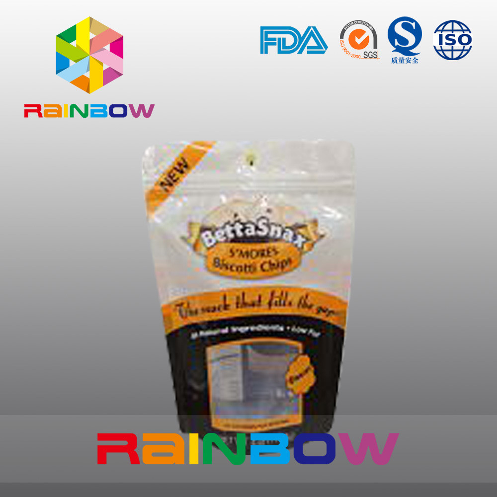 الوقوف الحقائب البلاستيكية واضحة زيبلوك التغليف مع الفراشة هانغ هول للحلوى / الوجبات الخفيفة