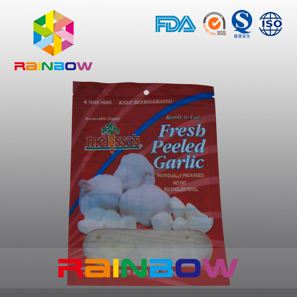 الأحمر والأبيض مايلر كيس من البلاستيك نافذة مع سستة الأعلى للأغذية / الطازجة Pleeled Garllic