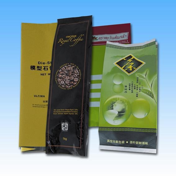 الألومنيوم احباط الجانب مجمعة رباعية ختم التعبئة والتغليف ، كيس القهوة / الشاي Pacakging