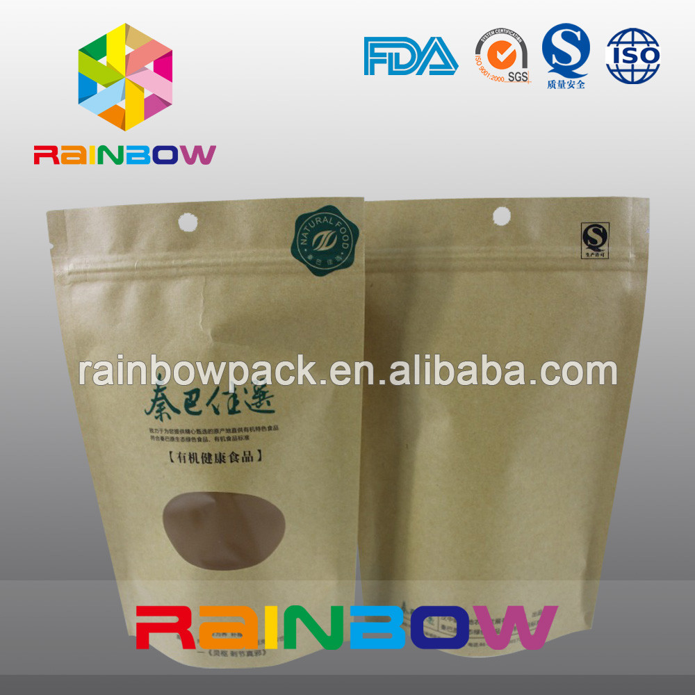 القابلة لإعادة التدوير 2oz كرافت ورقة دوق-باي الوقوف أكياس القهوة مع نافذة