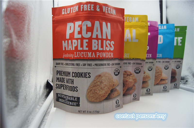 2017 تصاميم جديدة الشوكولاته كيس البسكويت التعبئة والتغليف / الحقيبة الجبن 10oz مع سستة