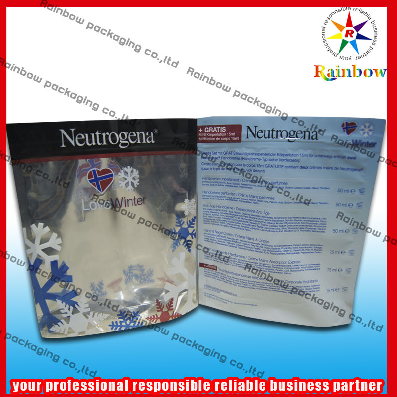 احباط انهض حقيبة تغليف مستحضرات التجميل المعاد تدويرها مع Ziplock لمسحوق اللؤلؤ