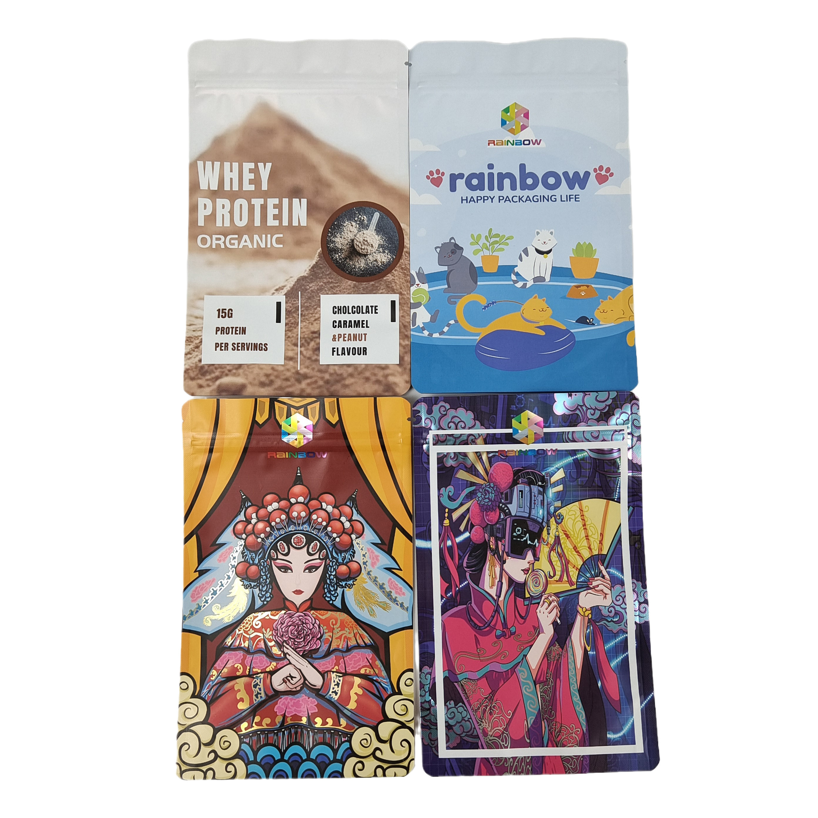 تغليف الغذاء الصف مخصص رقائق الألومنيوم ماتي الطعام مايلر سناك أكياس الرمز البريدي قفل