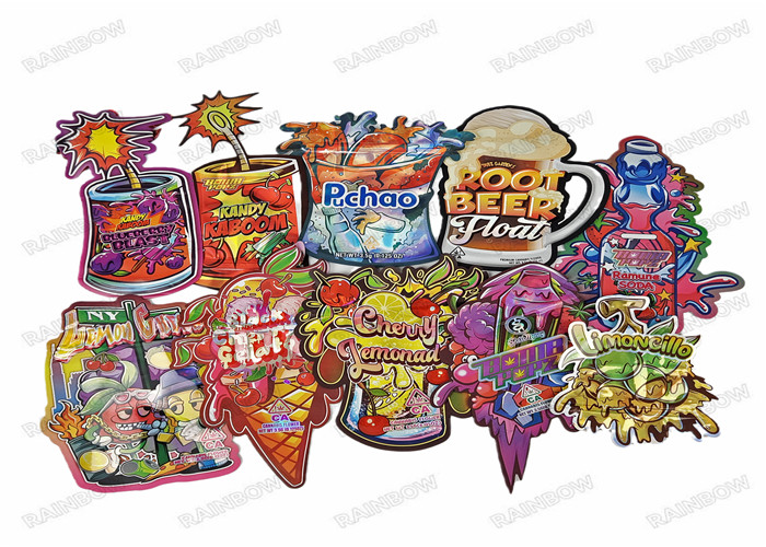 أكياس مايلر ناعمة الملمس غير لامعة للتغليف غير منتظمة الشكل 3.5 جرام 7 جرام 14 جرام 28 جرام أكياس مقطعة بالقالب